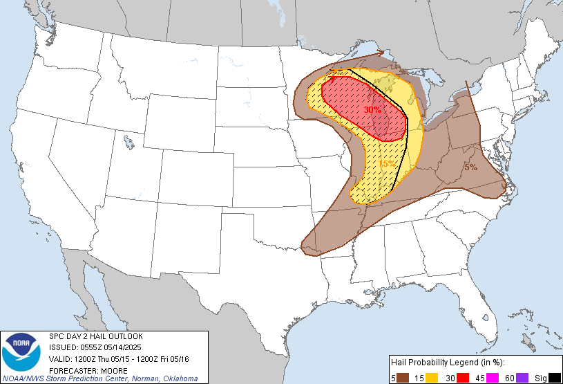 SPC Day 2 Hail Outlook