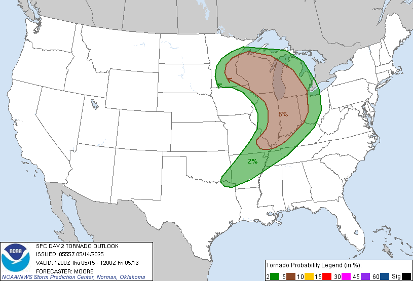 SPC Day 2 Probabilistic Tornado Outlook