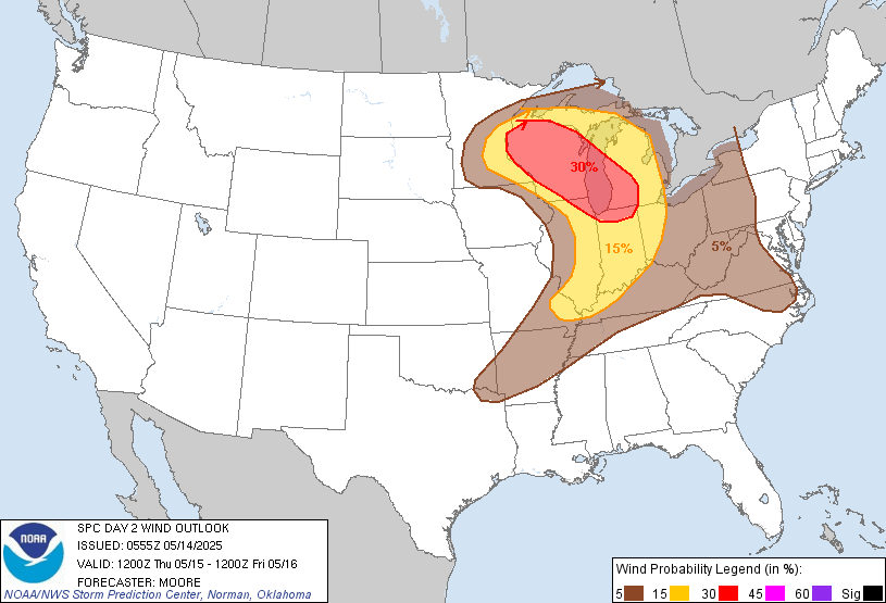 SPC Day 2 Wind Outlook