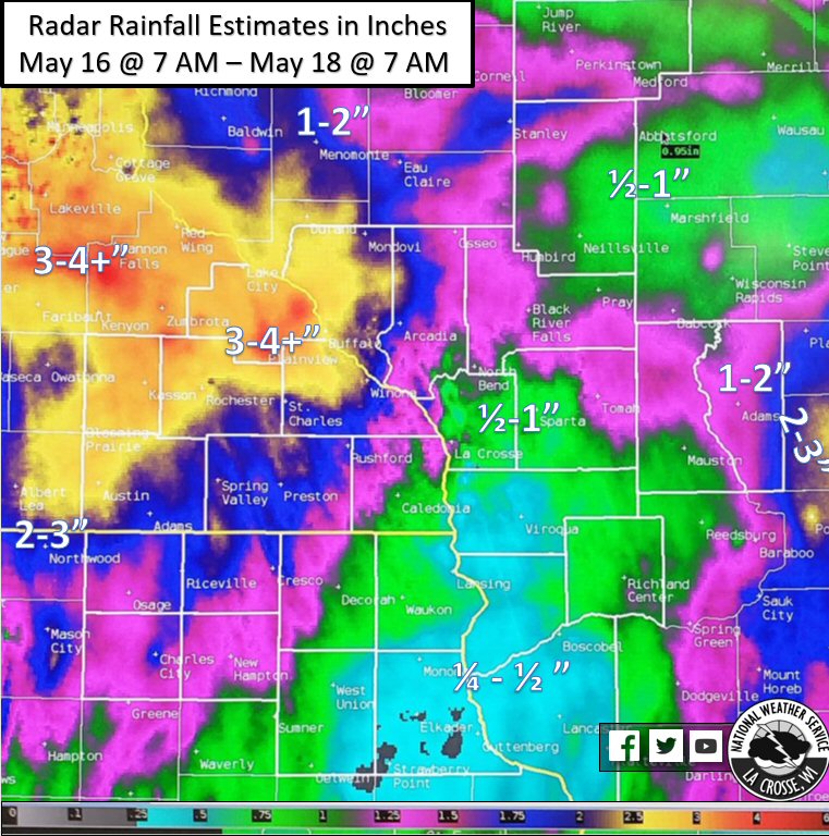 Rainfall from May 16 7 AM to May 18 7 AM