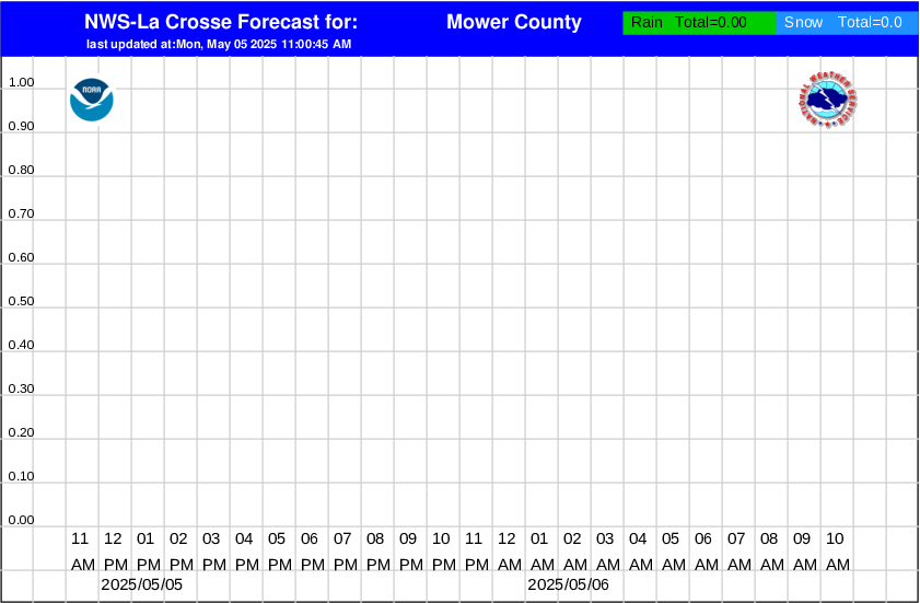 mower county hourly snowfall