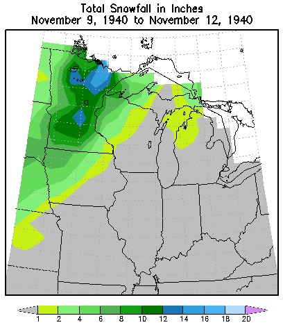 Snowfall from November 10-12, 1940