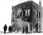 Building on fire during or soon after the blizzard. Source: Minneapolis Star Journal