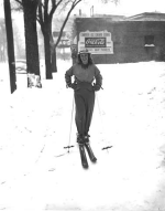 Woman on skis after the blizzard.   Source: Minneapolis Star Journal