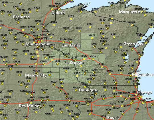 Map of latest weather observations