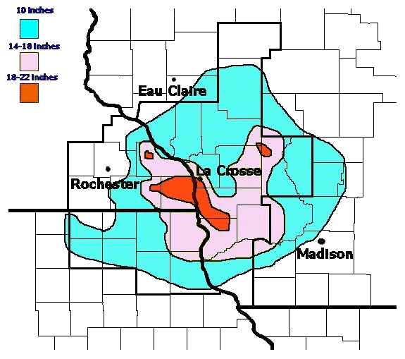 Map of approximate snow totals