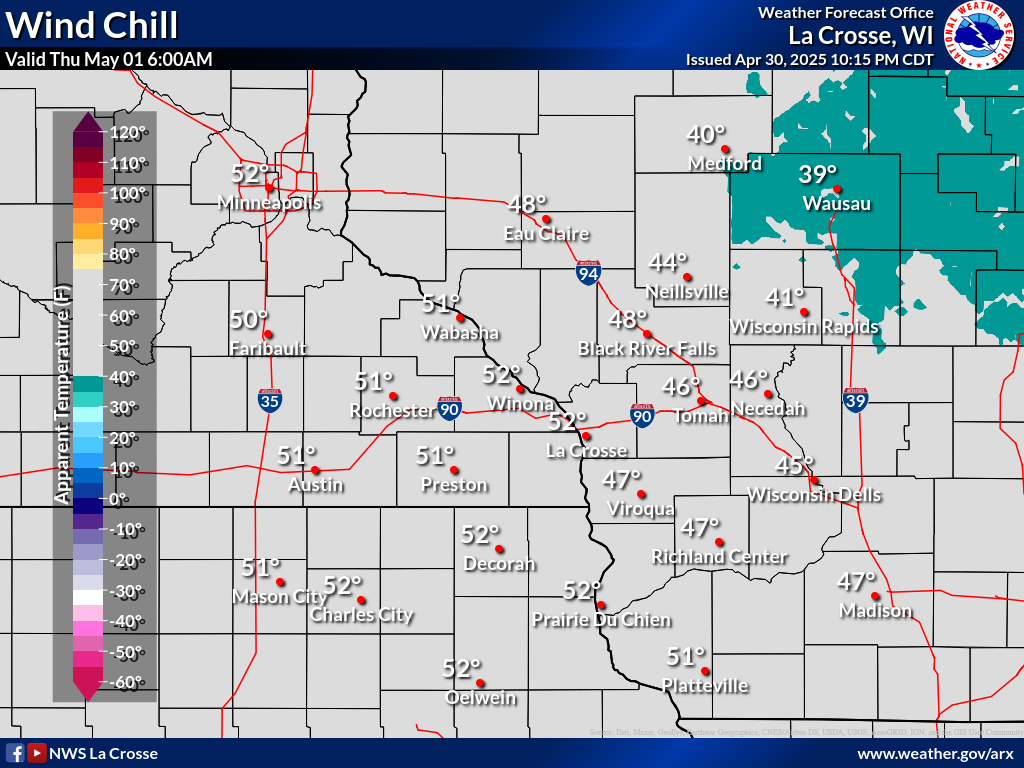 wind chill temp at 6 hours