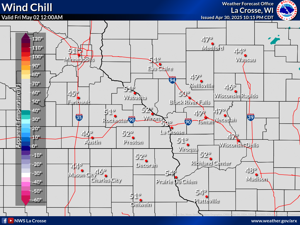 wind chill temp at 24 hours