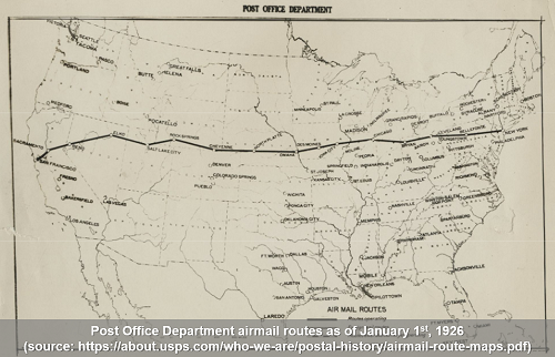 Post Office Air Routes circa 1926
