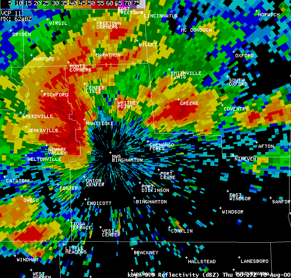 reflectivity image from 8:27 pm