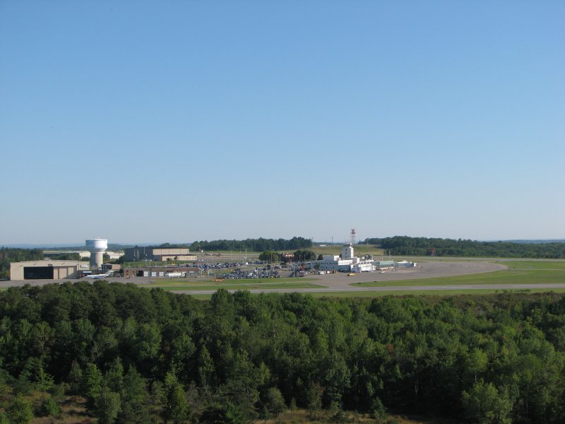 View of the Binghamton Regional Airport from just below the radar dome.