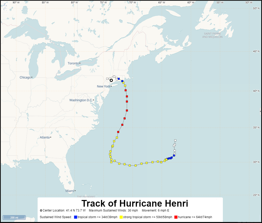 Track of Hurricane Henri