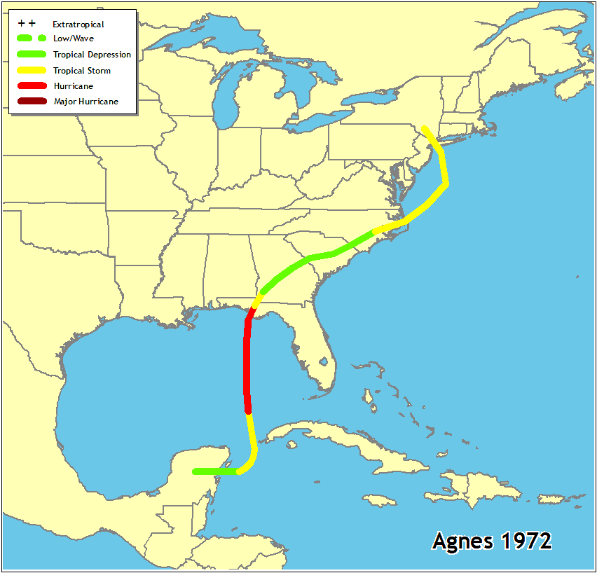Path of Hurricane Agnes 1972.