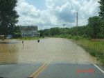 Susquehanna floodwater over County Road 26 in Nineveh, NY.