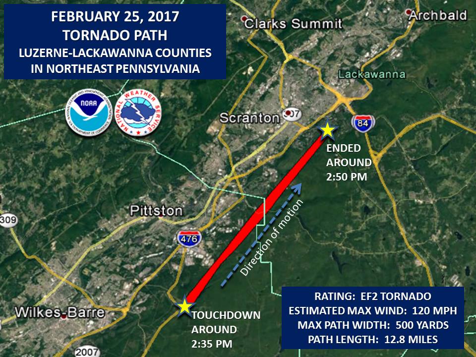 Map of tornado path