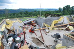 Home lifted off foundation.