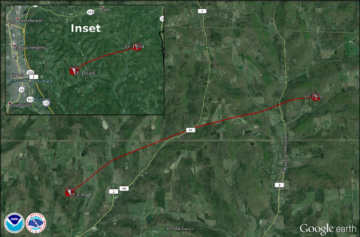 Map of damage path.