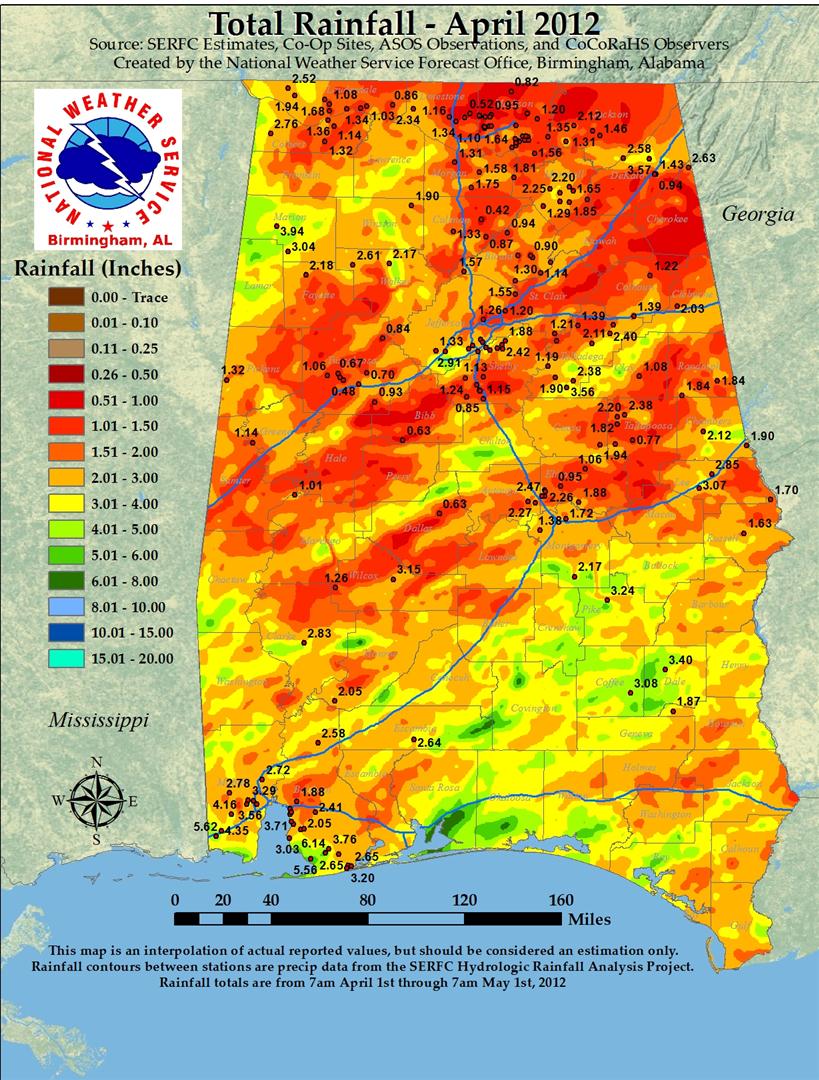 Rainfall for Jan 2012