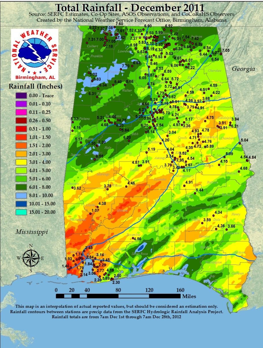 Rainfall for Dec 2011