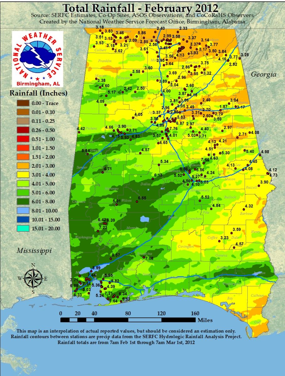 Rainfall for Jan 2012