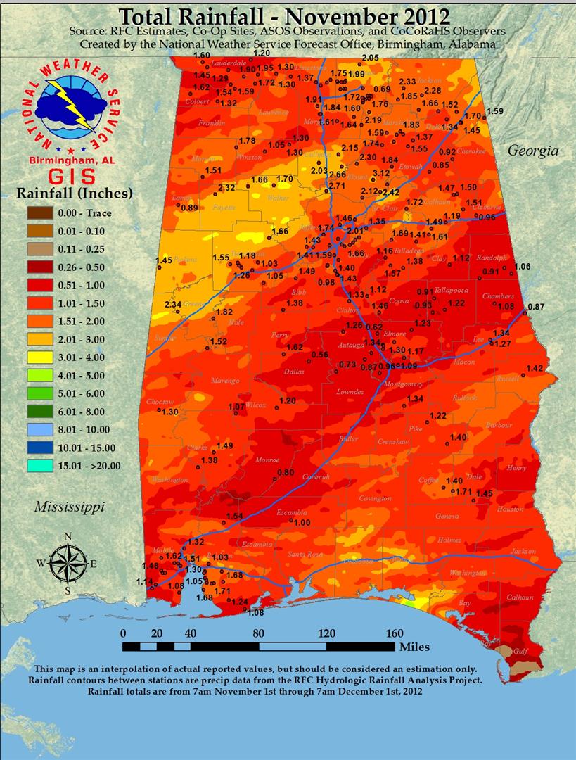 Rainfall for October 2012