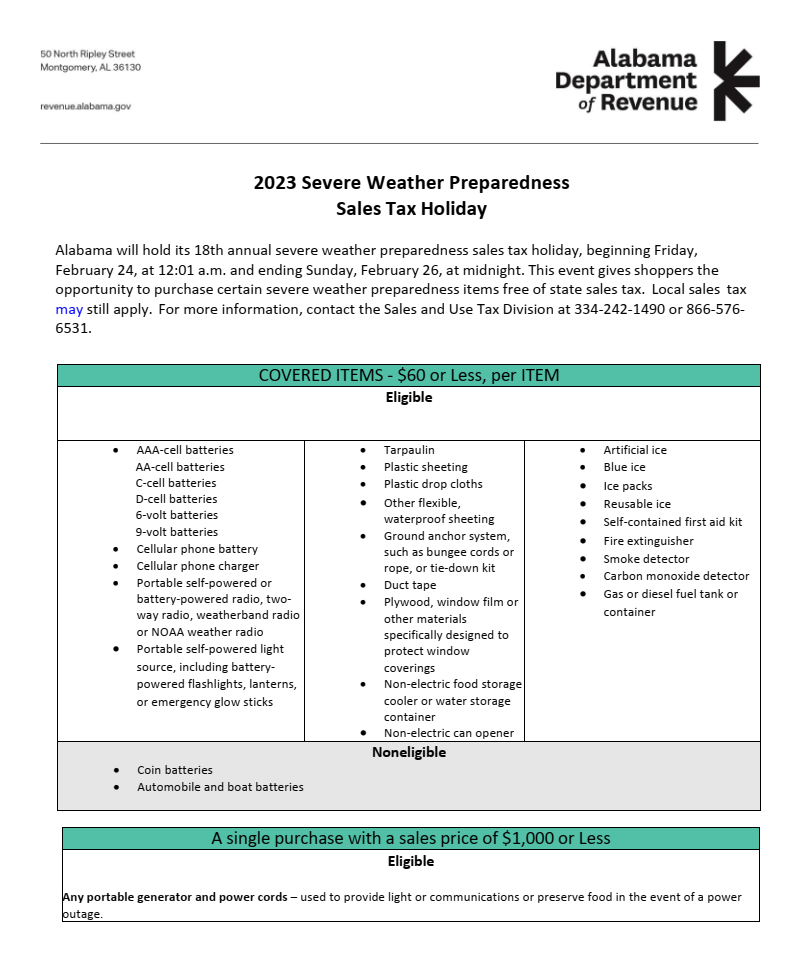 Sales Tax Holiday