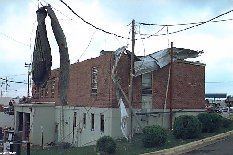 Damage to the Rainsville, AL Fire/Police Station.
