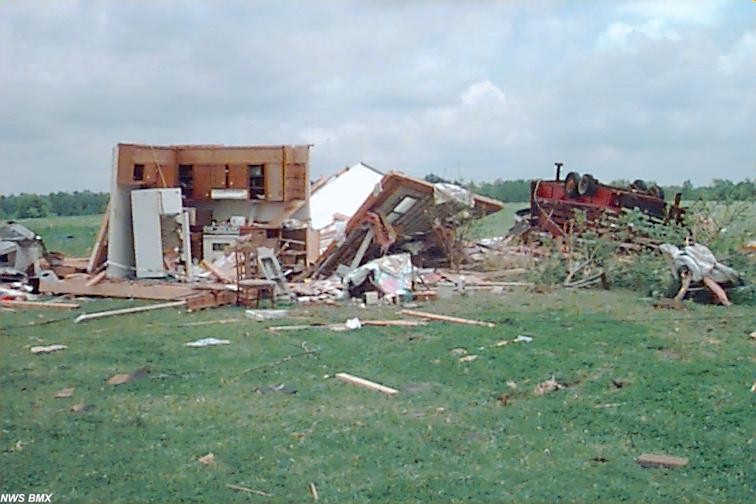House damage just southwest of Rainsville.