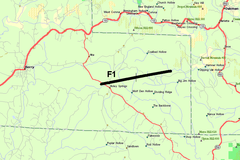 Map of the damage path