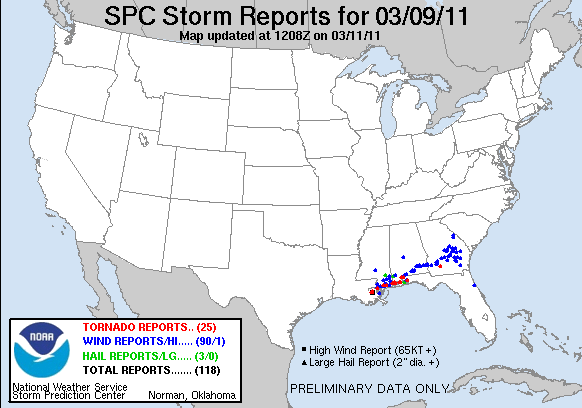 Storm Reports March 9th, 2011
