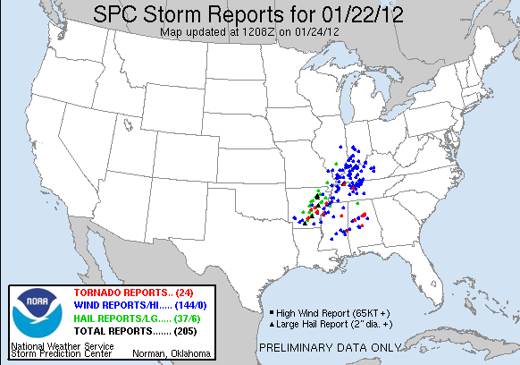 Storm Reports for Jan 22