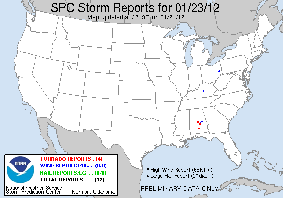 Storm Reports for Jan 23