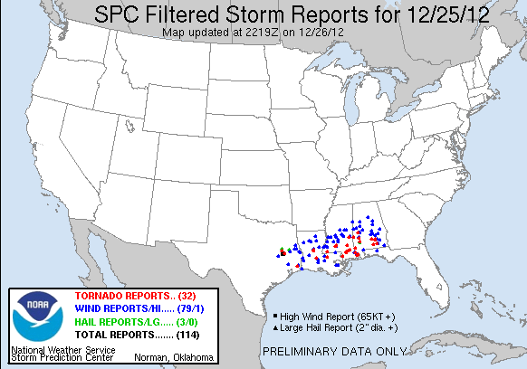 Storm Reports for Dec 25