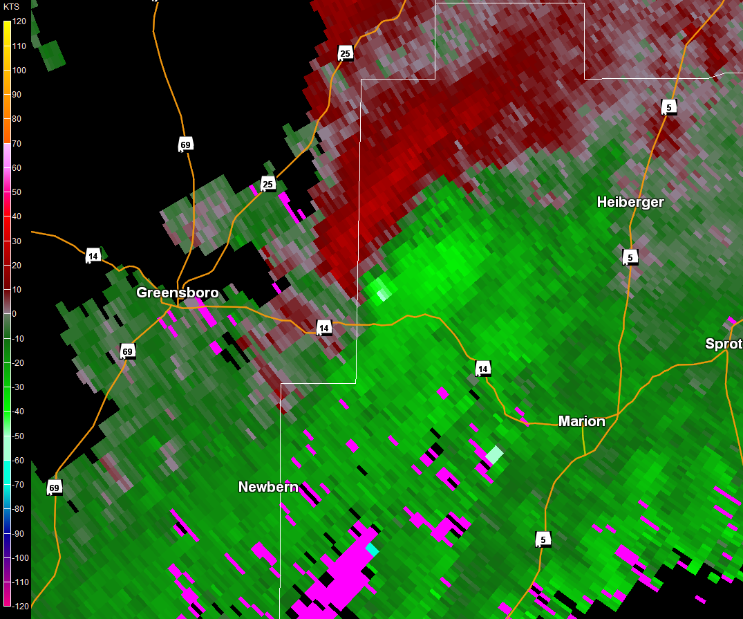 Radar Storm Relative Velocity Image