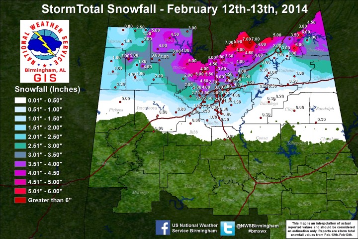 Preliminary Snowfall Totals