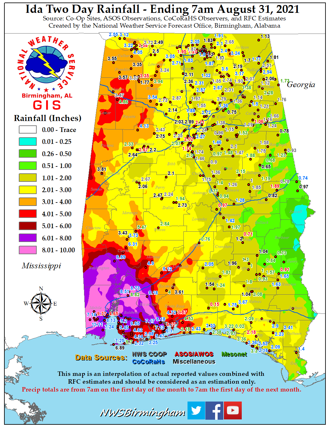 Alabama Rainfall Plot