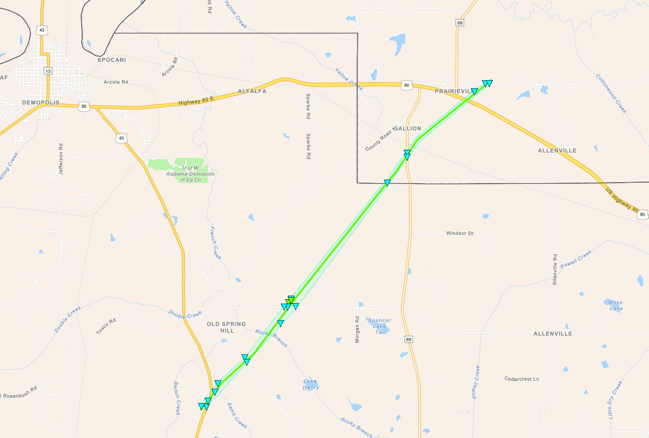 Tornado Track Map