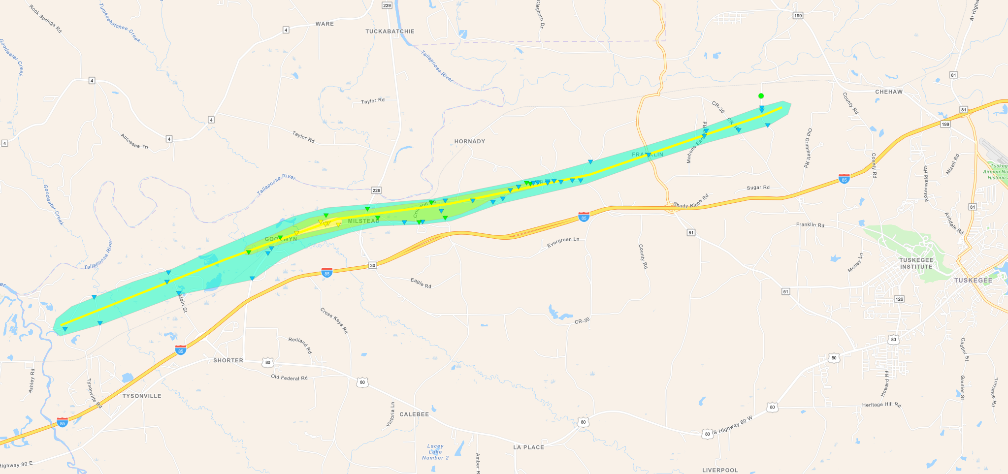 Tornado Track Map