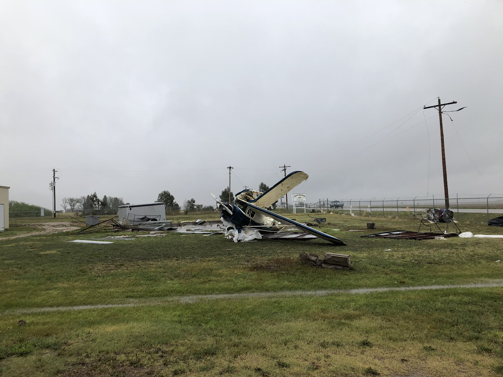 Airplane destroyed by storm, Akron Airport June 9 2020