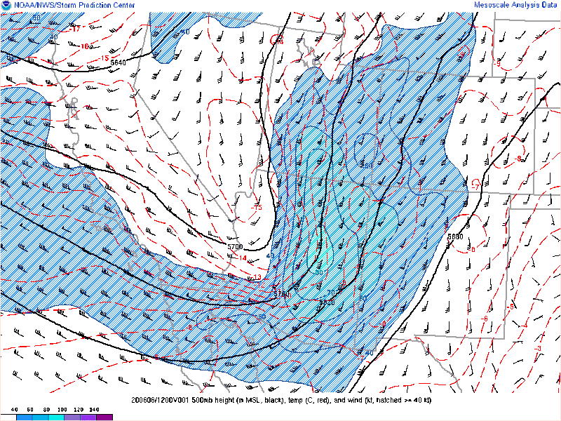 500 mb shortwave trough and wind max moved across Colorado from 1200 UTC 06/06/2020 to 0300 UTC 06/07/2020