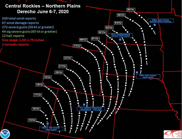 June 6-7 2020 Derecho path.