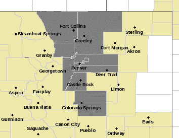 Image of NWS website depicting Air Quality Alert areas in gray.