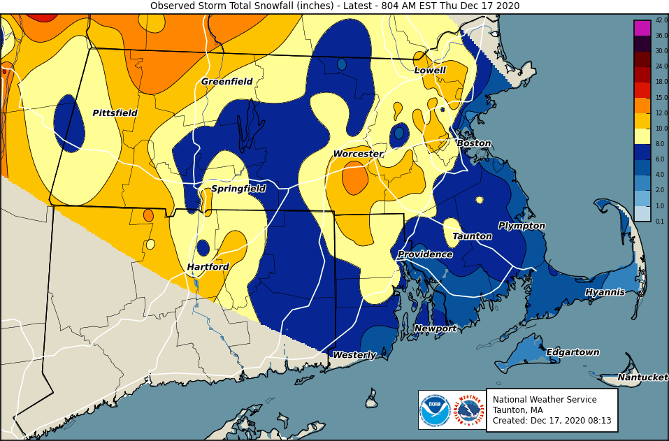 Plot of Storm Total Snowfall