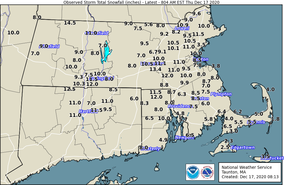 Plot of Storm Total Snowfall