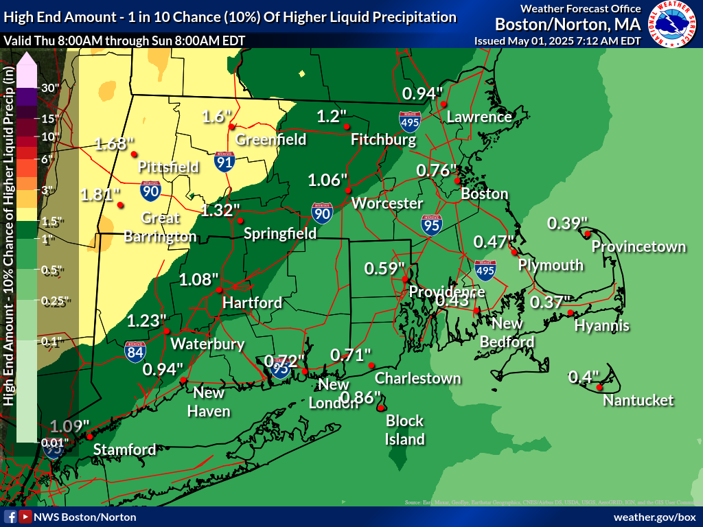 1 in 10 Chance (10%) of Higher Liquid Precipitation.