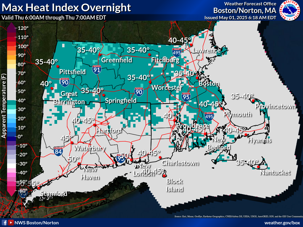 Map displays the 24 Hour Maximum Heat Index Temperatures Day 1.