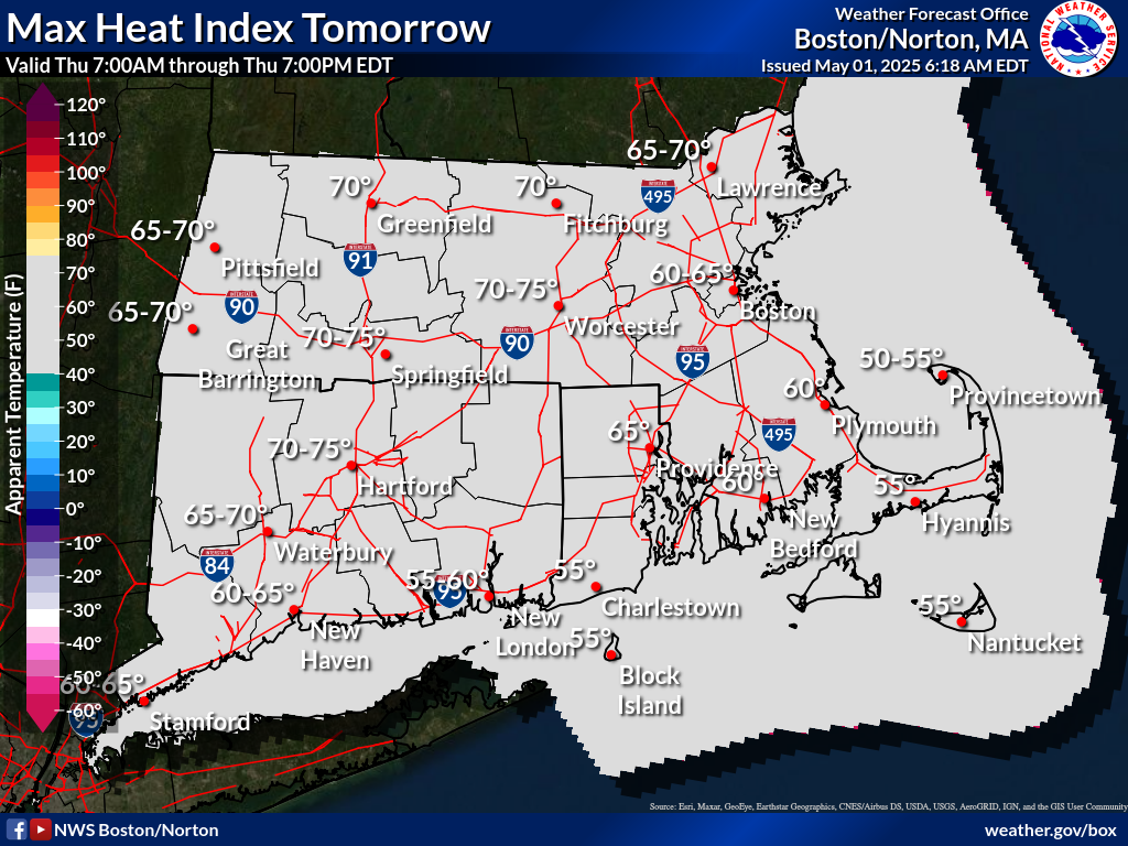Map displays the 24 Hour Maximum Heat Index Temperatures. Day 2.
