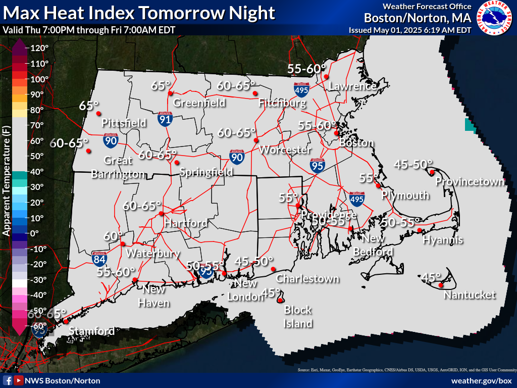 Map displays the 24 Hour Maximum Heat Index Temperatures. Day 3.