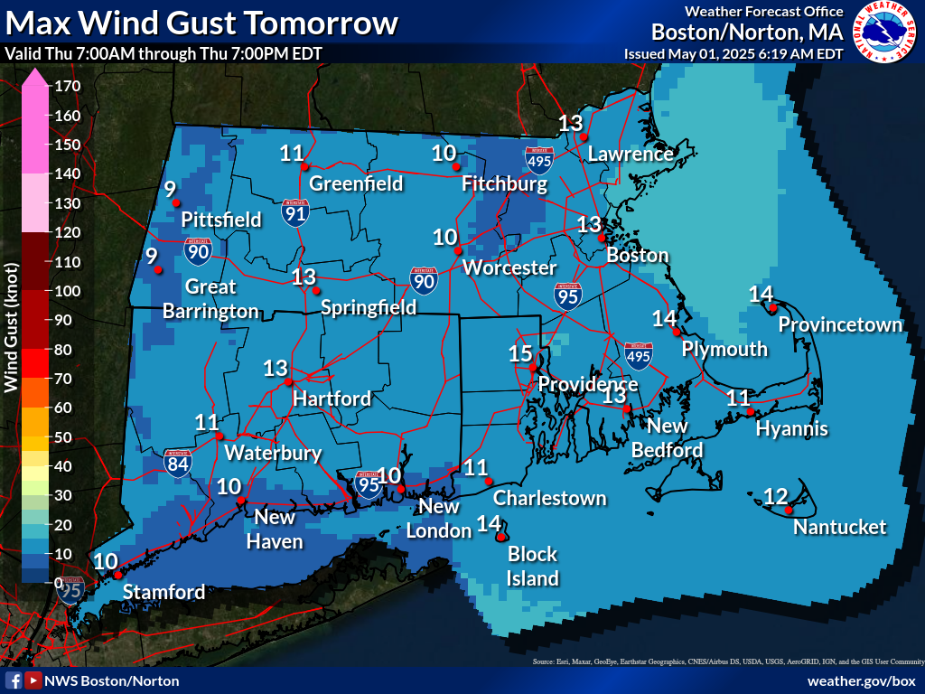 Map that displays the 2nd period Max Wind Gust.