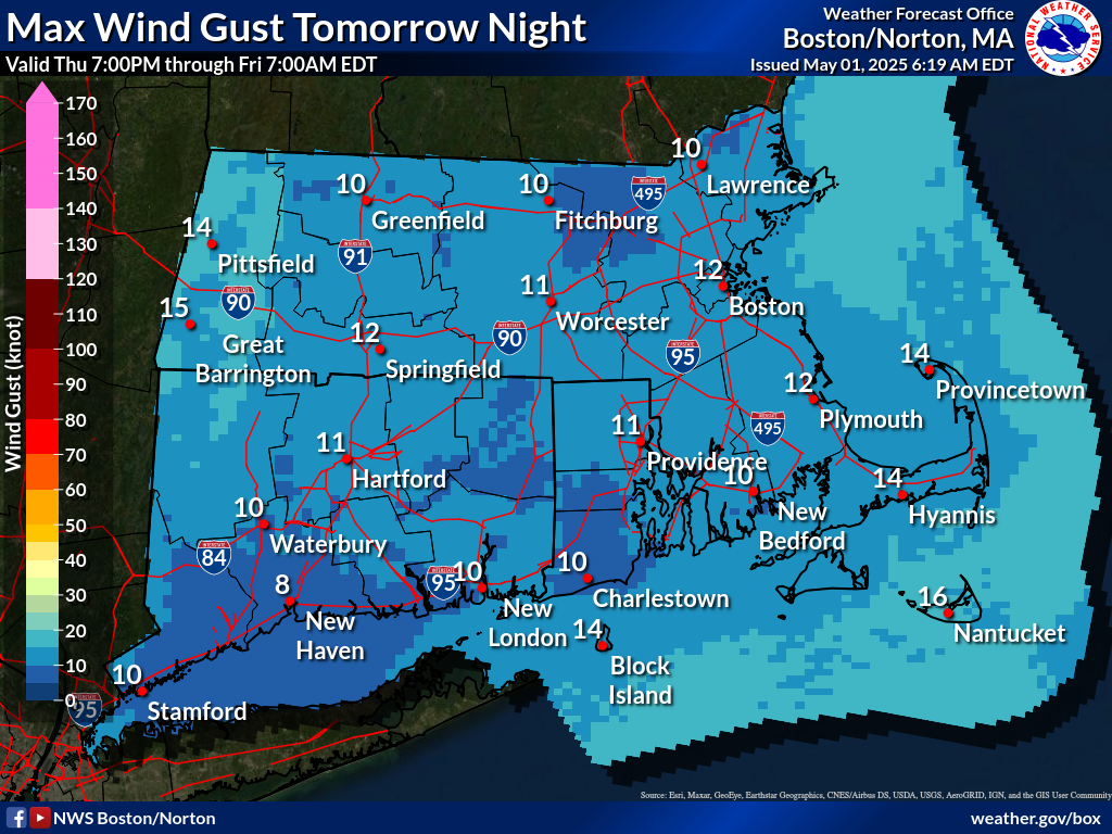 Map that displays the 3rd period Max Wind Gust.